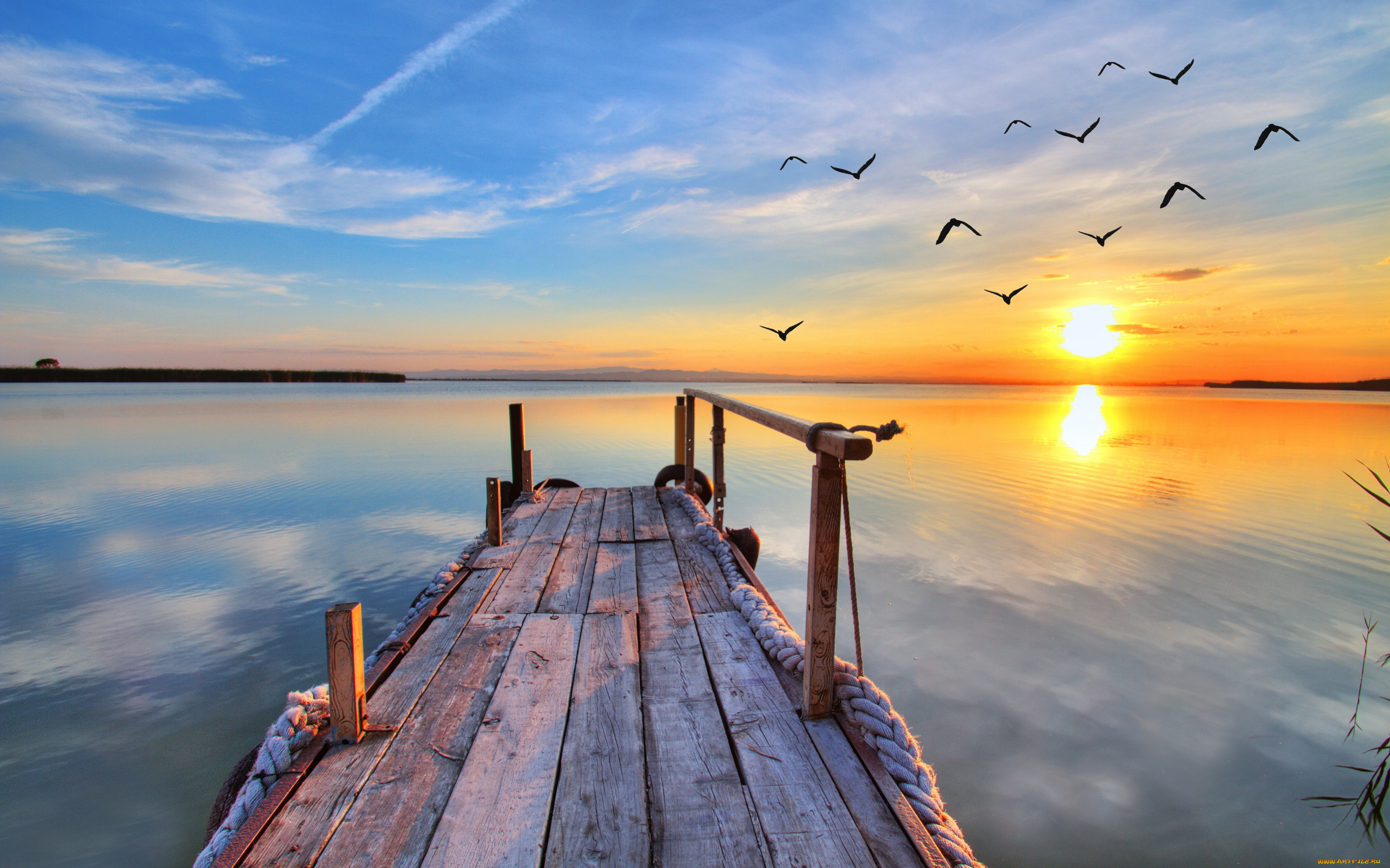 , , , landscape, nature, , , , pier, lake, sunset